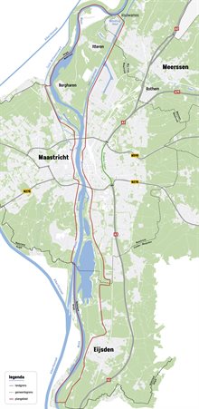 Kaart van het plangebied van project Zuidelijk Maasdal